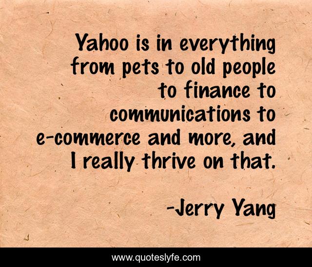 Yahoo is in everything from pets to old people to finance to communications to e-commerce and more, and I really thrive on that.