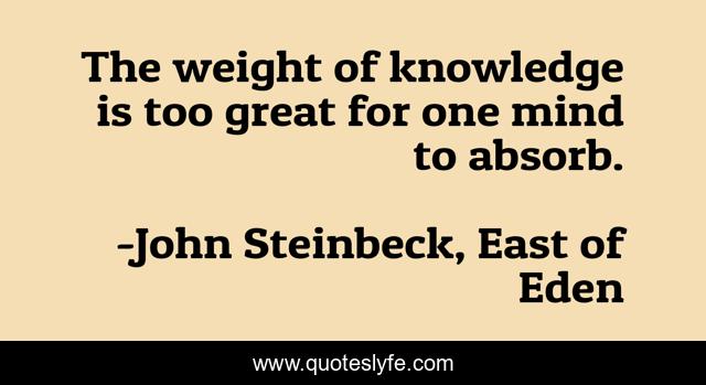 The weight of knowledge is too great for one mind to absorb.