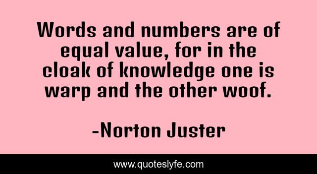 Words and numbers are of equal value, for in the cloak of knowledge one is warp and the other woof.