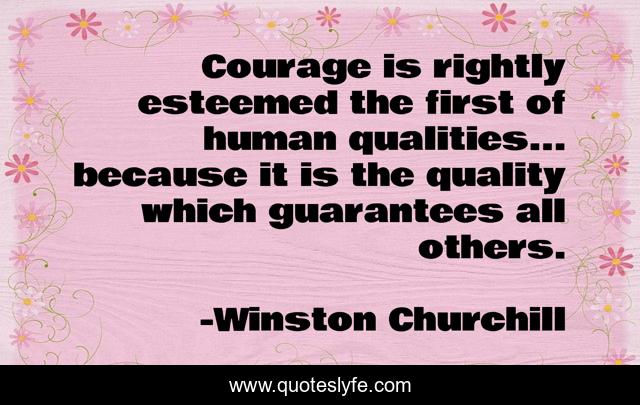 Courage is rightly esteemed the first of human qualities... because it is the quality which guarantees all others.