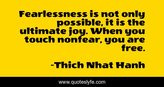Fearlessness is not only possible, it is the ultimate joy. When you touch nonfear, you are free.