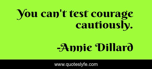 You can't test courage cautiously.