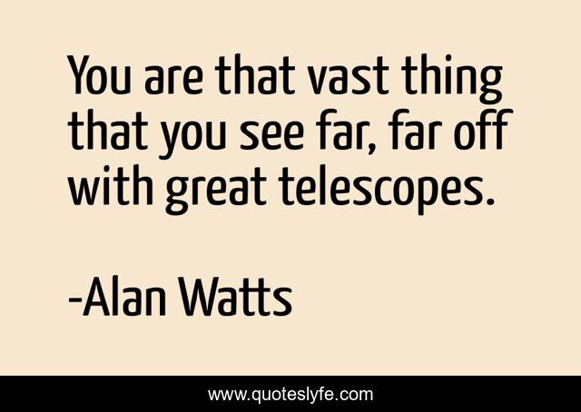 You are that vast thing that you see far, far off with great telescopes.