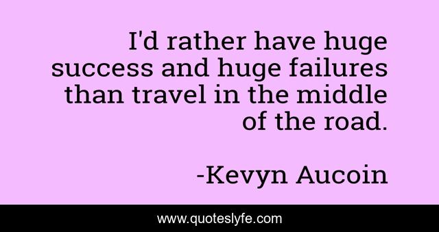 I'd rather have huge success and huge failures than travel in the middle of the road.