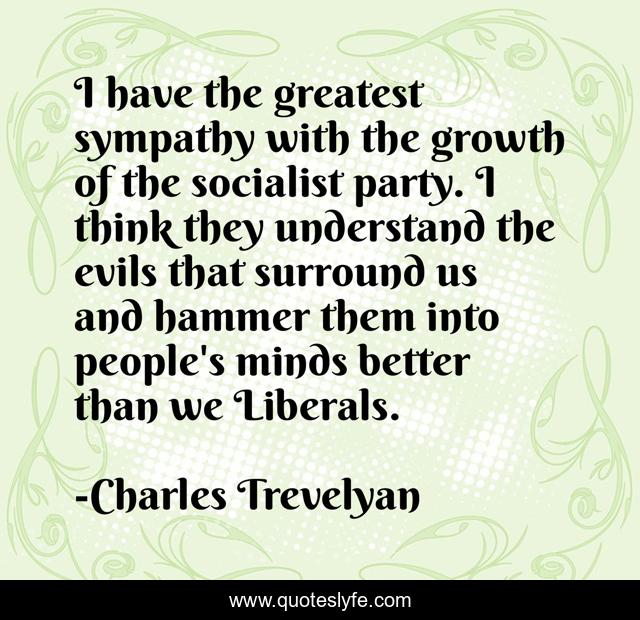 I have the greatest sympathy with the growth of the socialist party. I think they understand the evils that surround us and hammer them into people's minds better than we Liberals.