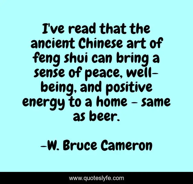 I've read that the ancient Chinese art of feng shui can bring a sense of peace, well-being, and positive energy to a home - same as beer.