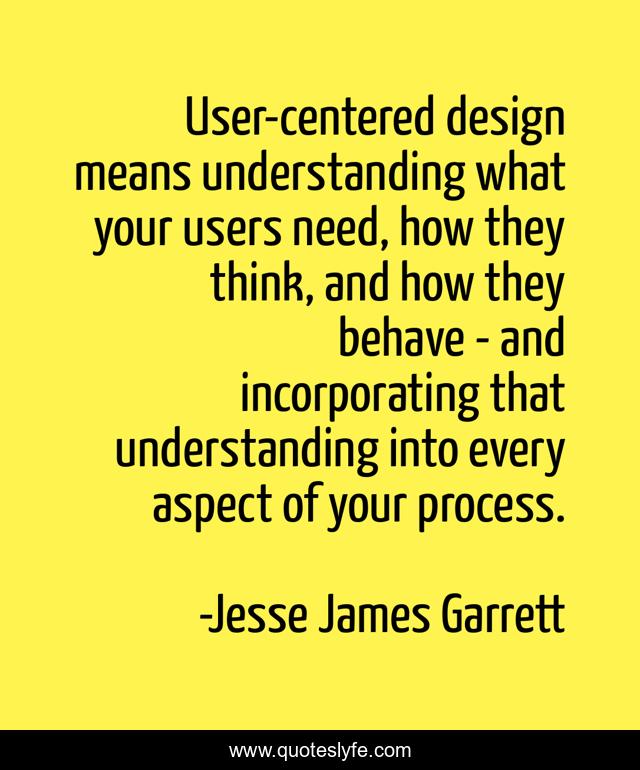 User-centered design means understanding what your users need, how they think, and how they behave - and incorporating that understanding into every aspect of your process.