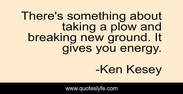 There's something about taking a plow and breaking new ground. It gives you energy.