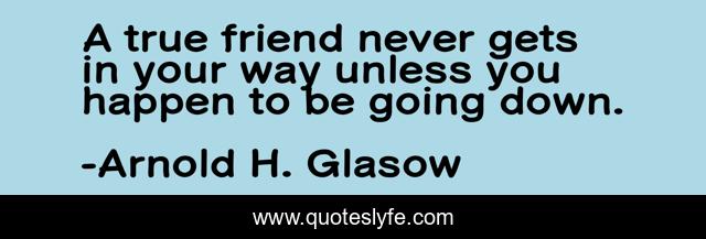 A true friend never gets in your way unless you happen to be going down.