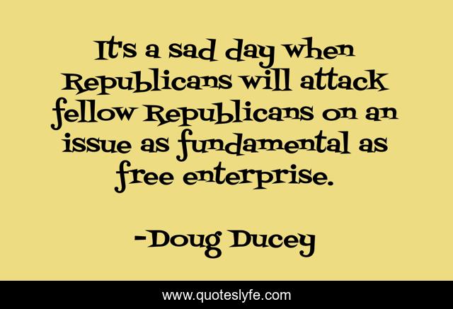 It's a sad day when Republicans will attack fellow Republicans on an issue as fundamental as free enterprise.