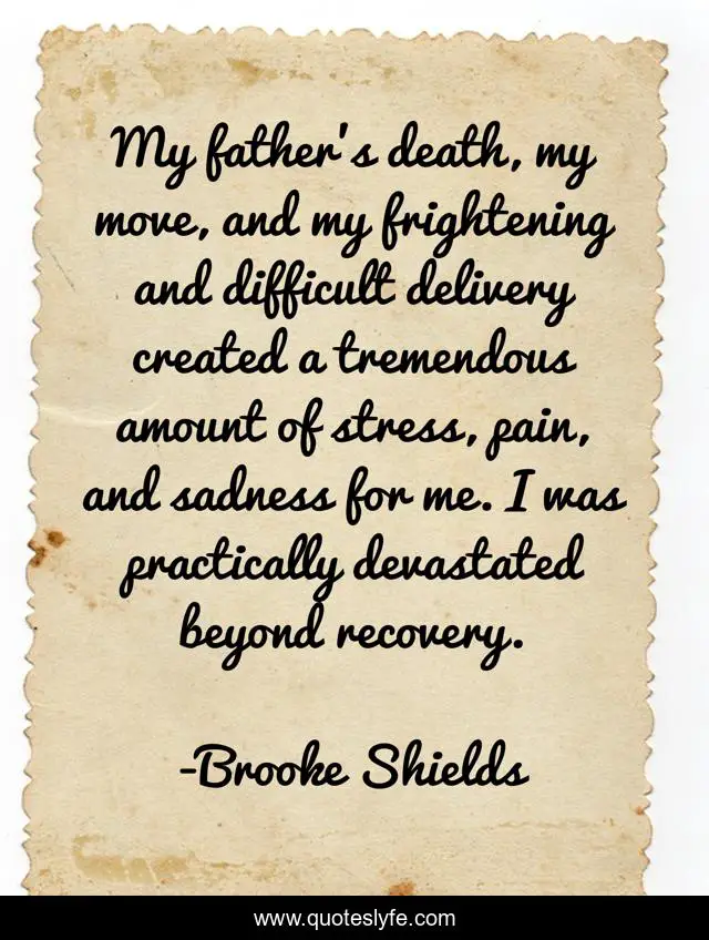 My father's death, my move, and my frightening and difficult delivery created a tremendous amount of stress, pain, and sadness for me. I was practically devastated beyond recovery.