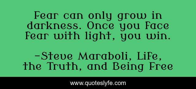 Fear can only grow in darkness. Once you face fear with light, you win.