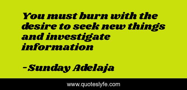You must burn with the desire to seek new things and investigate information