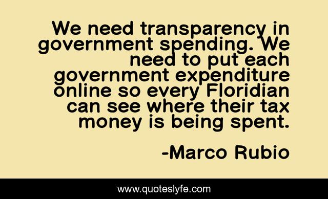 We need transparency in government spending. We need to put each government expenditure online so every Floridian can see where their tax money is being spent.
