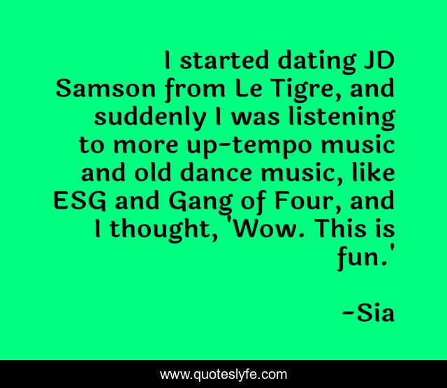 I started dating JD Samson from Le Tigre, and suddenly I was listening to more up-tempo music and old dance music, like ESG and Gang of Four, and I thought, 'Wow. This is fun.'