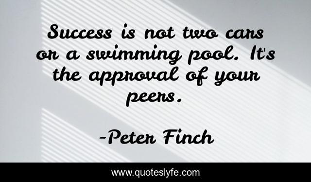 Success is not two cars or a swimming pool. It's the approval of your peers.