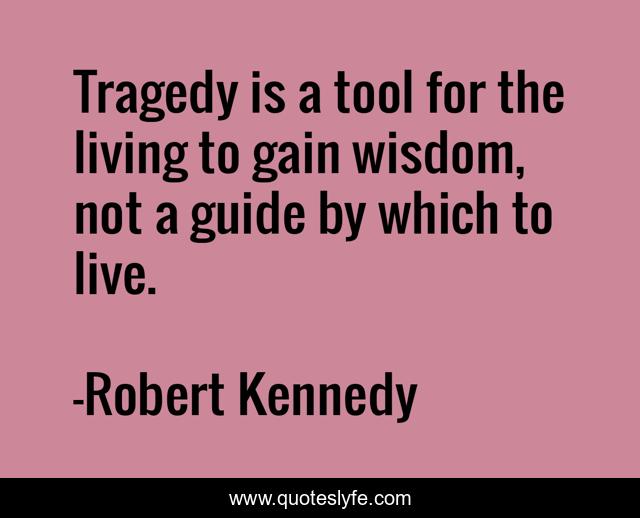 Tragedy is a tool for the living to gain wisdom, not a guide by which to live.