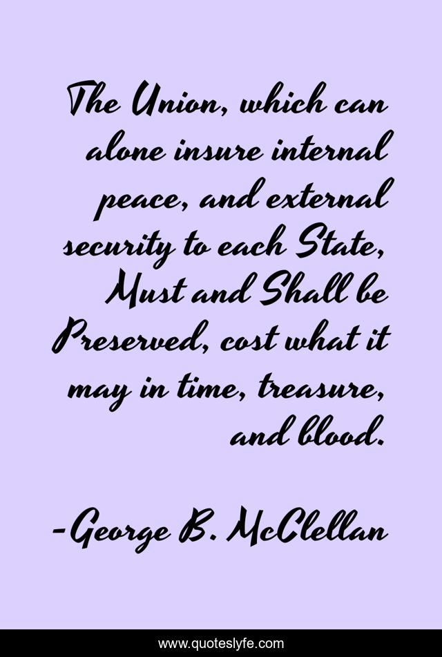 The Union, which can alone insure internal peace, and external security to each State, Must and Shall be Preserved, cost what it may in time, treasure, and blood.