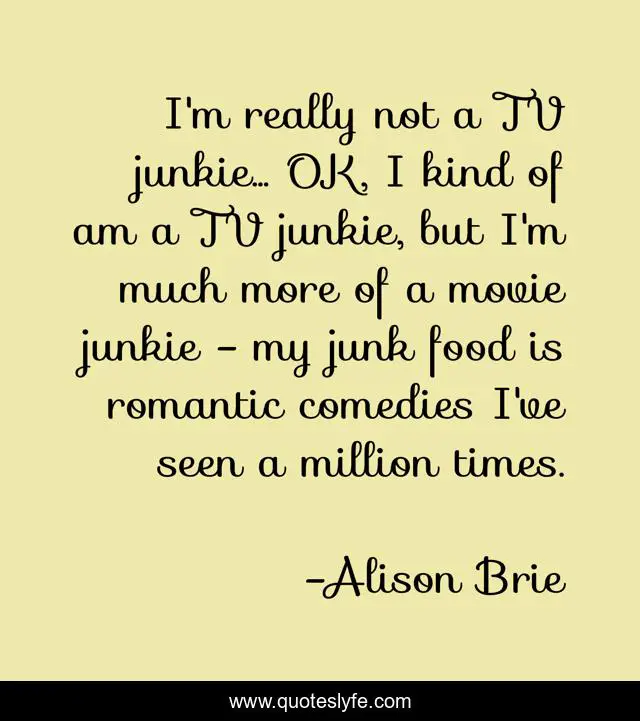 I'm really not a TV junkie... OK, I kind of am a TV junkie, but I'm much more of a movie junkie - my junk food is romantic comedies I've seen a million times.