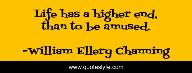 Life has a higher end, than to be amused.