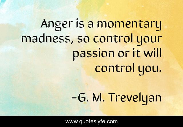 Anger is a momentary madness, so control your passion or it will control you.