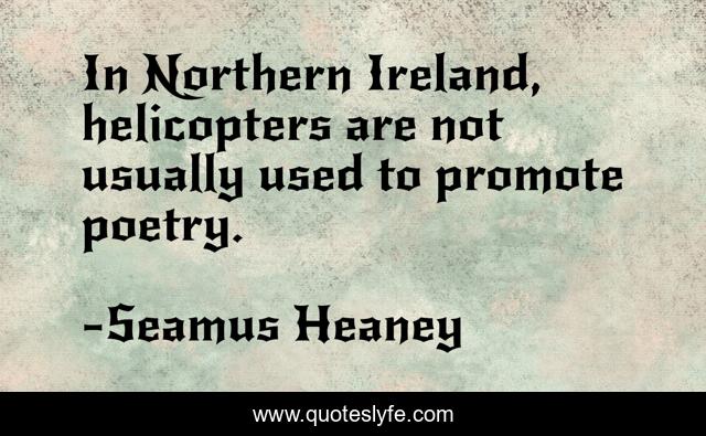 In Northern Ireland, helicopters are not usually used to promote poetry.