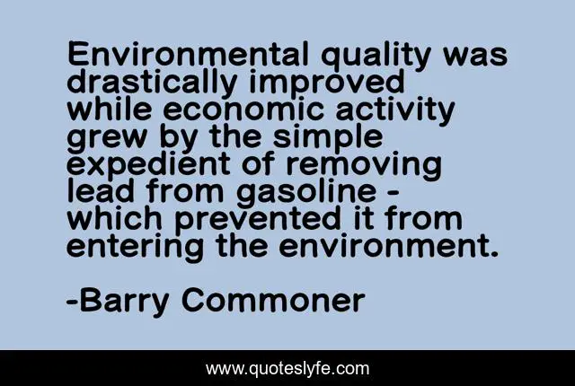 Environmental quality was drastically improved while economic activity grew by the simple expedient of removing lead from gasoline - which prevented it from entering the environment.