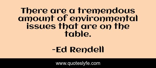 There are a tremendous amount of environmental issues that are on the table.