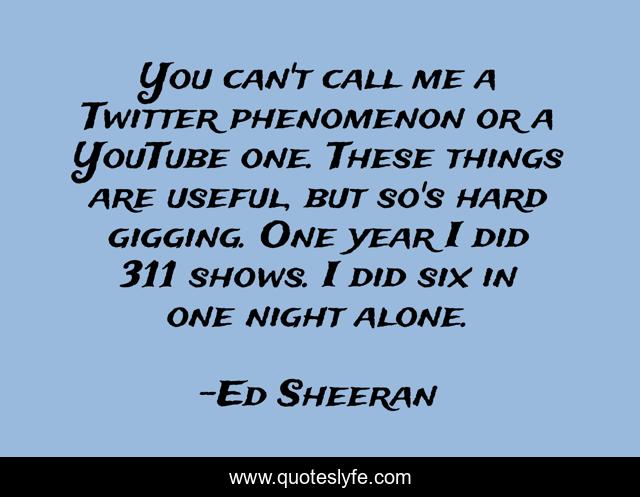 You can't call me a Twitter phenomenon or a YouTube one. These things are useful, but so's hard gigging. One year I did 311 shows. I did six in one night alone.