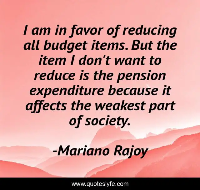 I am in favor of reducing all budget items. But the item I don't want to reduce is the pension expenditure because it affects the weakest part of society.