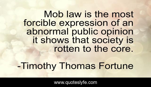 Mob law is the most forcible expression of an abnormal public opinion it shows that society is rotten to the core.