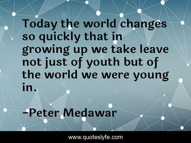 Today the world changes so quickly that in growing up we take leave not just of youth but of the world we were young in.