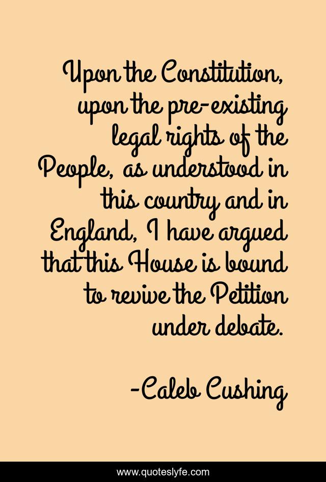 Upon the Constitution, upon the pre-existing legal rights of the People, as understood in this country and in England, I have argued that this House is bound to revive the Petition under debate.