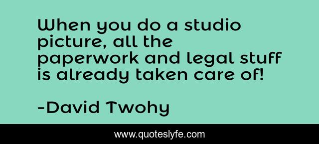 When you do a studio picture, all the paperwork and legal stuff is already taken care of!