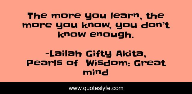 The more you learn, the more you know, you don’t know enough.
