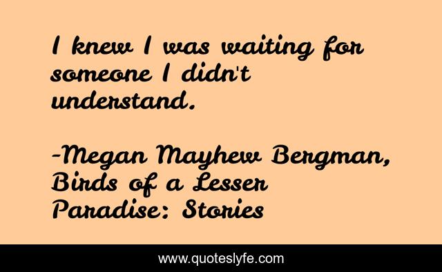 I knew I was waiting for someone I didn't understand.