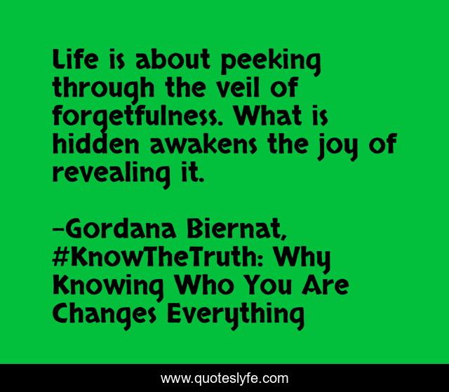 Life is about peeking through the veil of forgetfulness. What is hidden awakens the joy of revealing it.