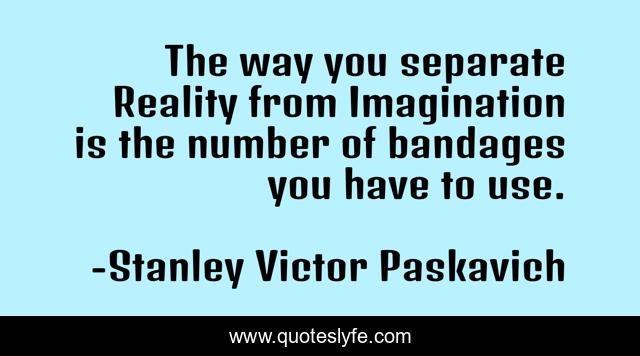 The way you separate Reality from Imagination is the number of bandages you have to use.
