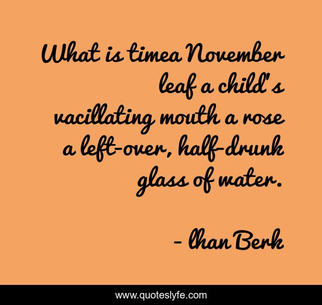 What is timea November leaf a child's vacillating mouth a rose a left-over, half-drunk glass of water.