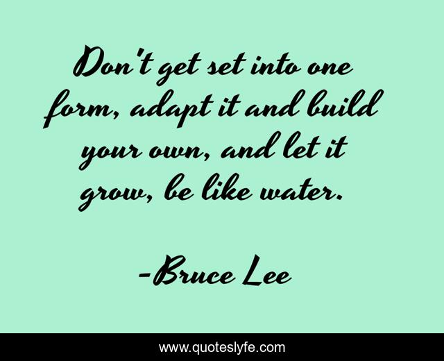 Don't get set into one form, adapt it and build your own, and let it grow, be like water.