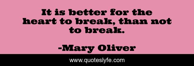 It is better for the heart to break, than not to break.
