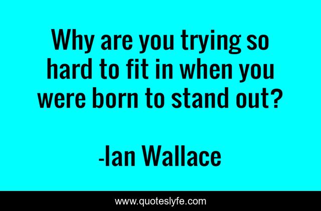 Why are you trying so hard to fit in when you were born to stand out?