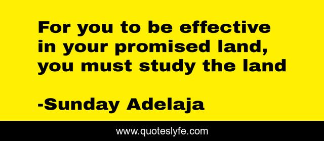 For you to be effective in your promised land, you must study the land