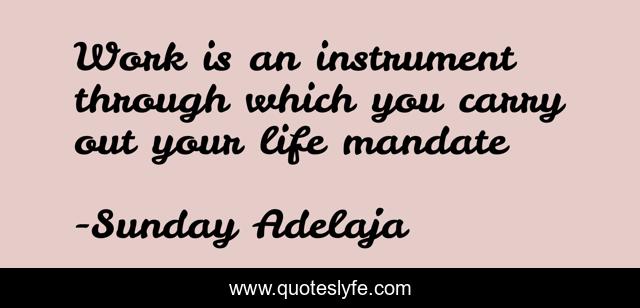 Work is an instrument through which you carry out your life mandate
