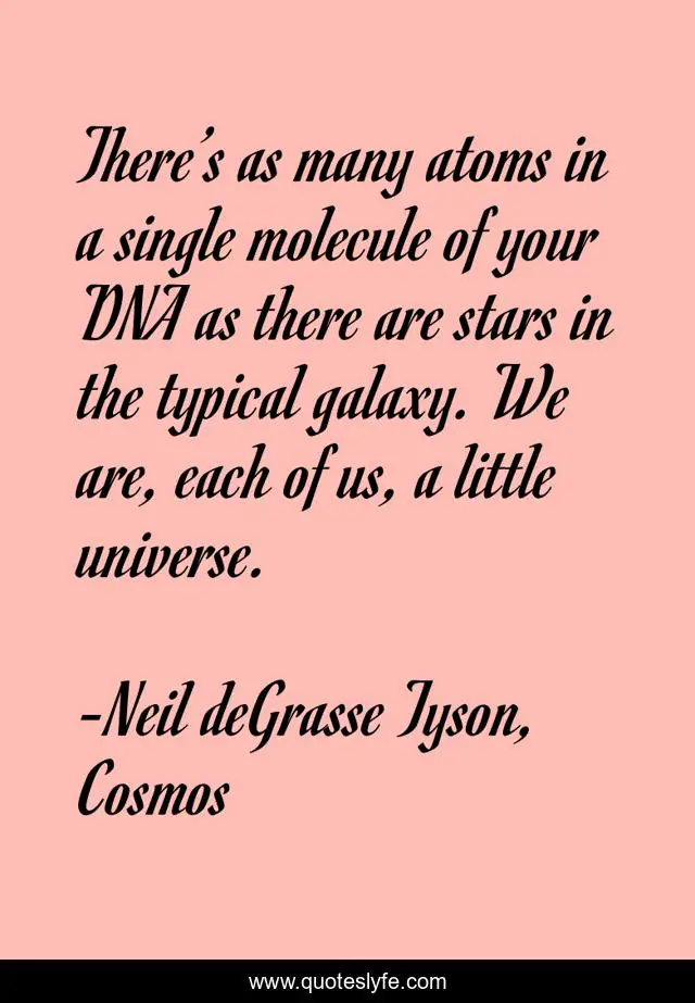 There’s as many atoms in a single molecule of your DNA as there are stars in the typical galaxy. We are, each of us, a little universe.