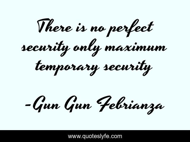 There is no perfect security only maximum temporary security