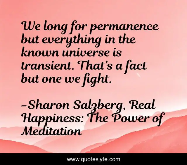 We long for permanence but everything in the known universe is transient. That’s a fact but one we fight.