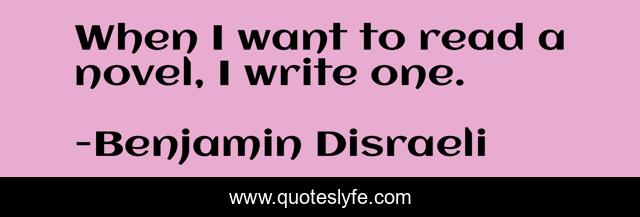 When I want to read a novel, I write one.