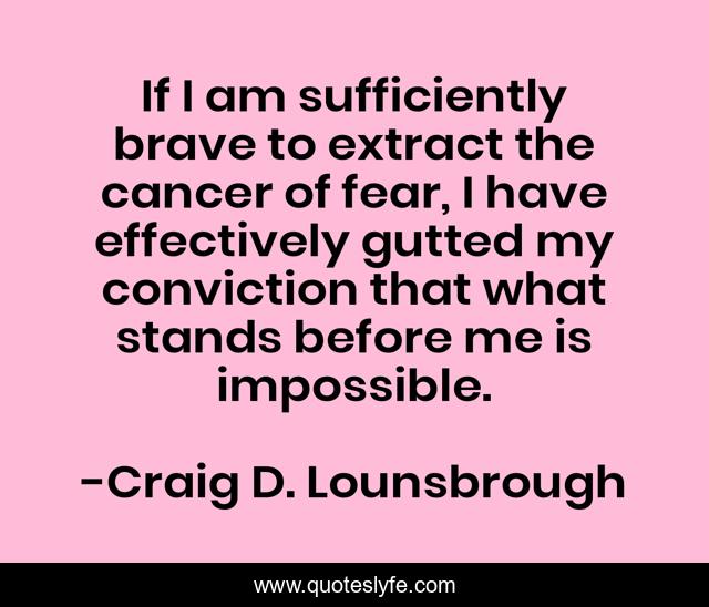 If I am sufficiently brave to extract the cancer of fear, I have effectively gutted my conviction that what stands before me is impossible.