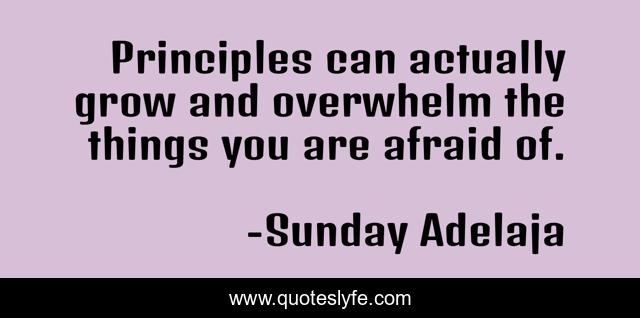 Principles can actually grow and overwhelm the things you are afraid of.